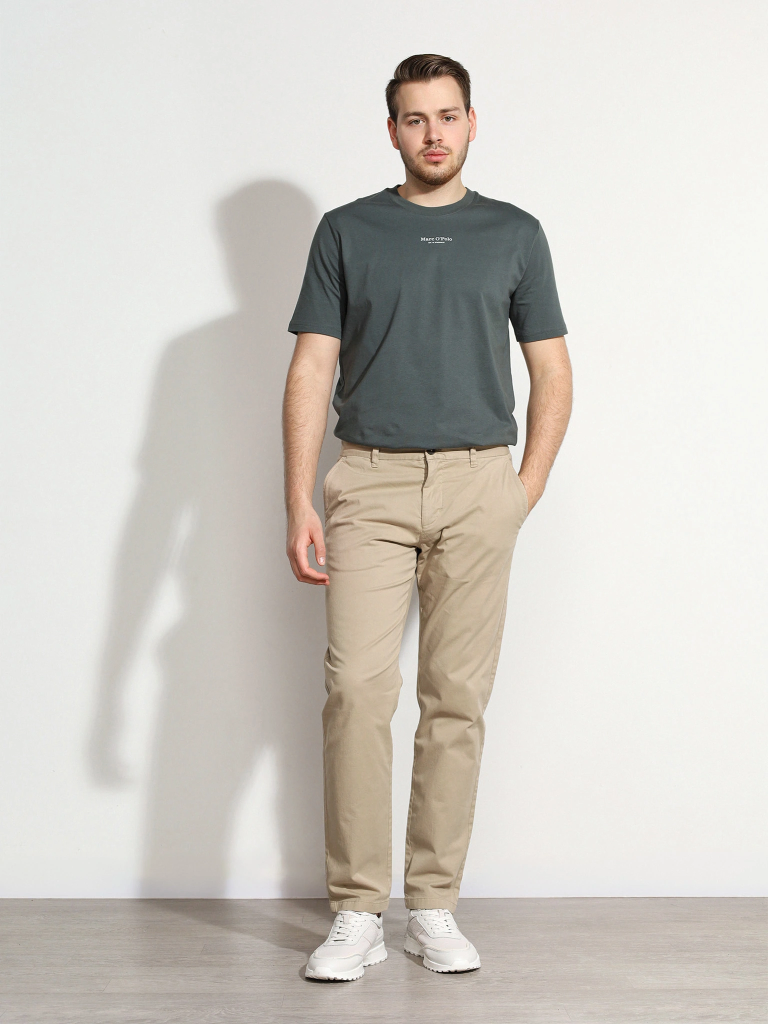 Брюки бежевого цвета из смесового хлопка